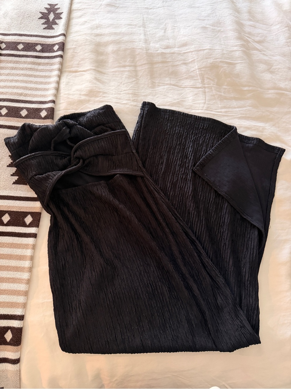 Black crinkle maxi dress Slits